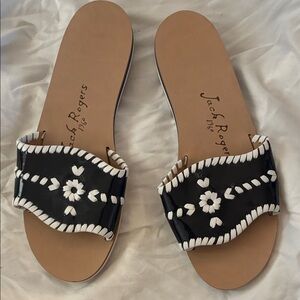 Jack Rogers Black and White Floral Sandals